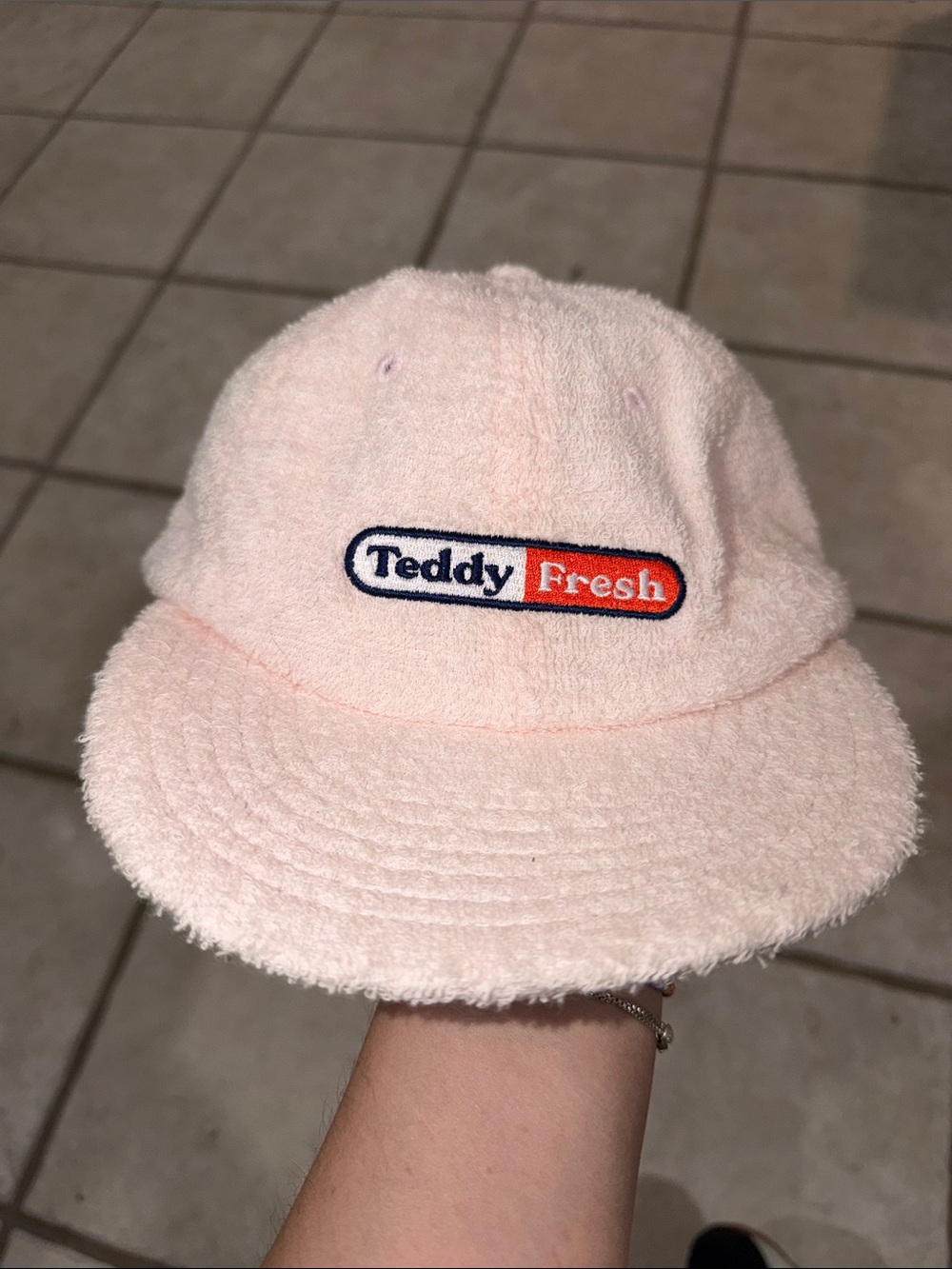 Teddy Fresh  Pale Pink Terry Hat with Embroidered Logo